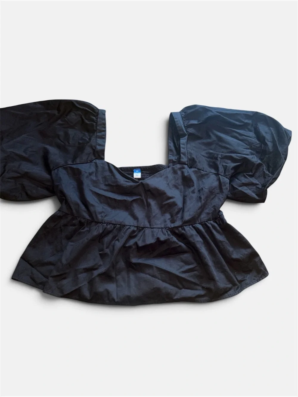 Old Navy Black Puff Sleeve Peplum Blouse